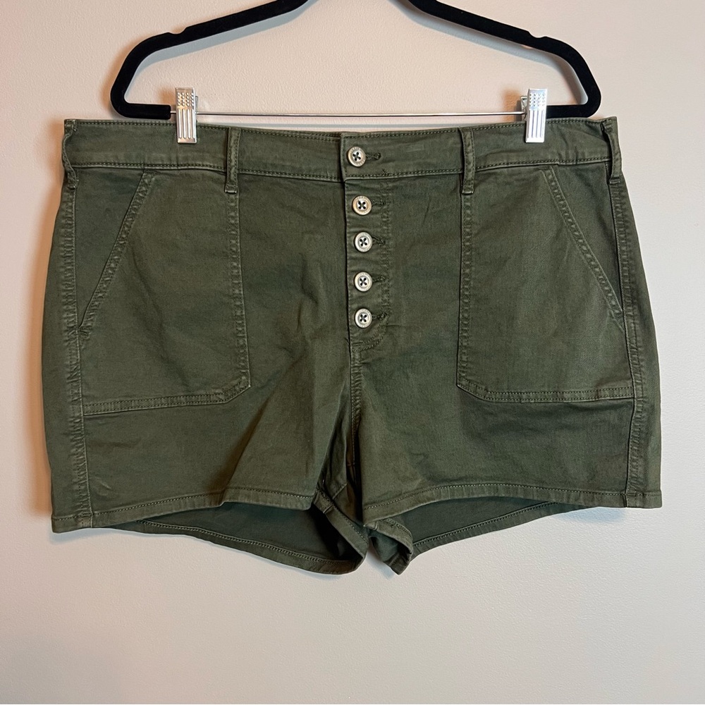 NWT Torrid Olive Green Stretch Button Fly Women's Shorts